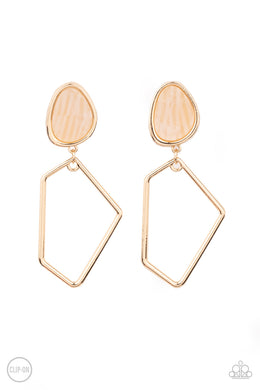 Retro Reverie - Gold Clip-On Earrings