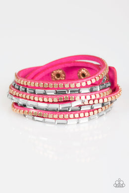 This Time With Attitude - Pink Adjustable Snap Closure Bracelet