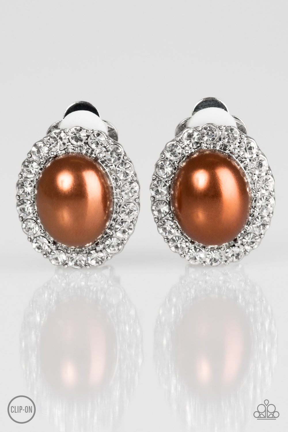 Romantically Regal - Brown Clip-On Earrings