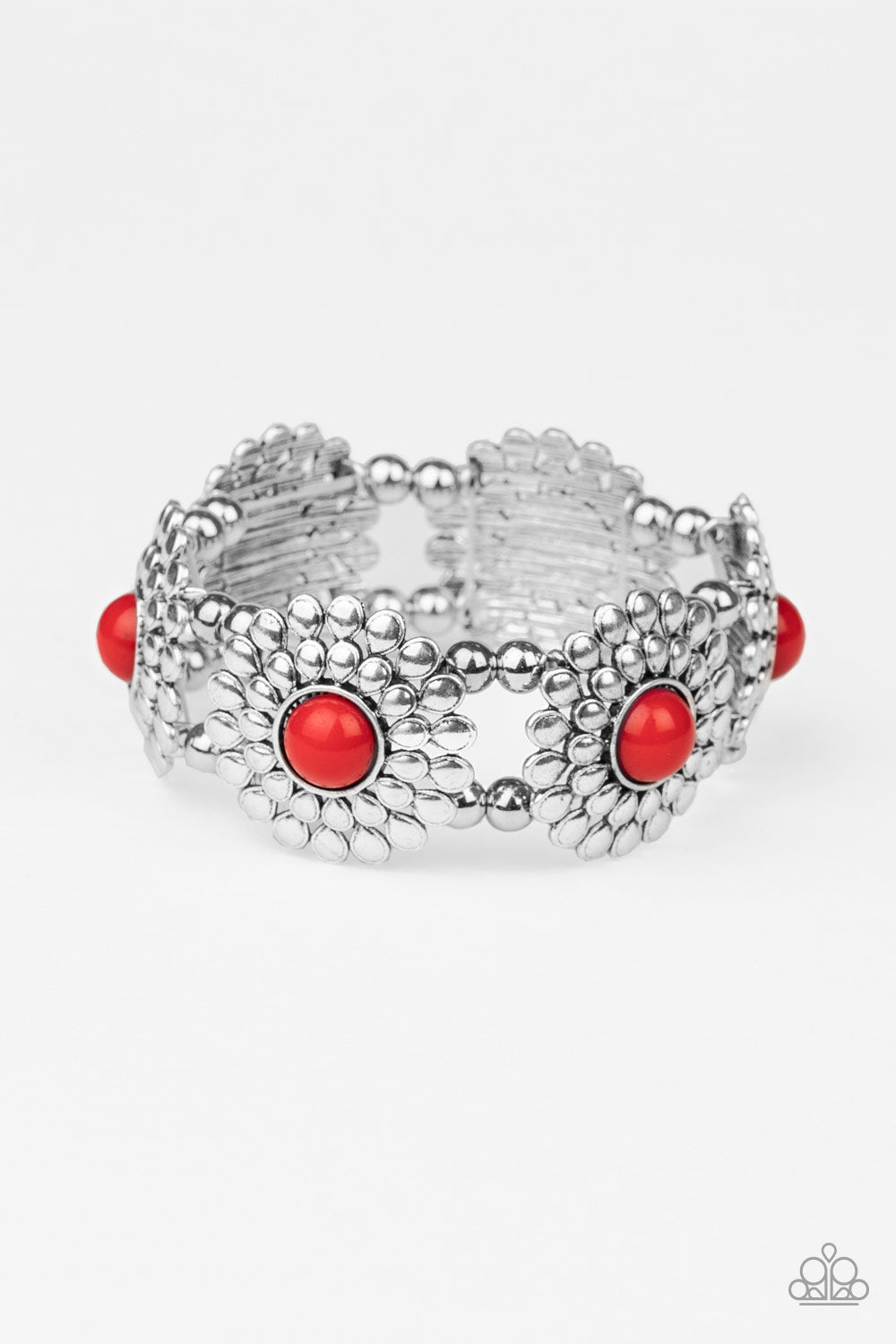 Bountiful Blossoms - Red Stretchy Bracelet