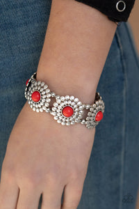 Bountiful Blossoms - Red Stretchy Bracelet