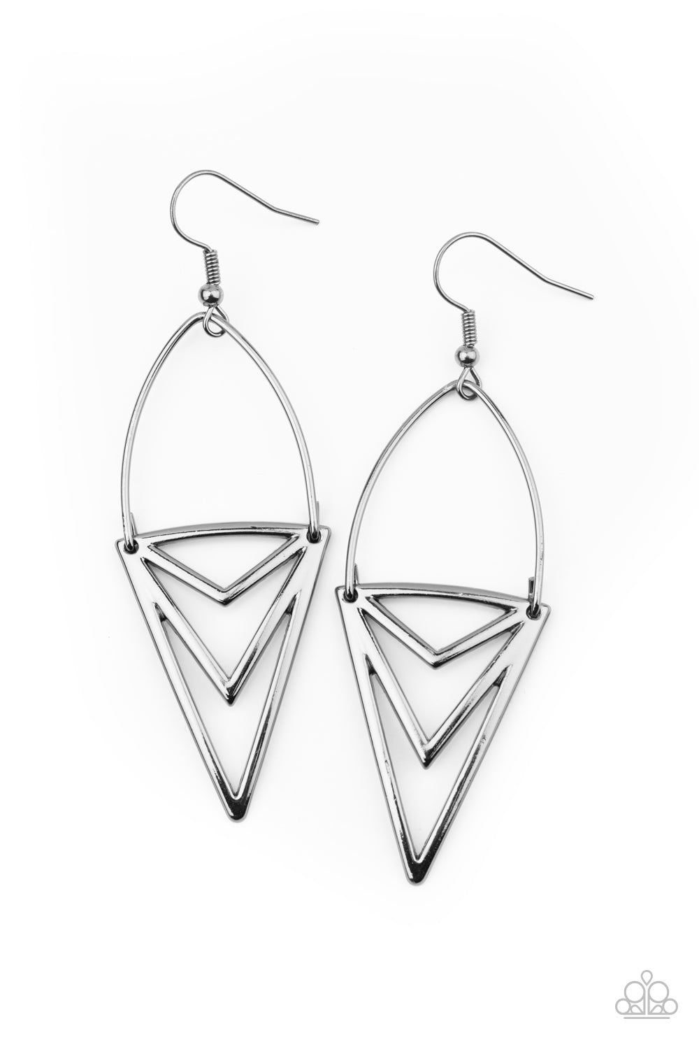 Proceed With Caution - Black Gunmetal Earrings