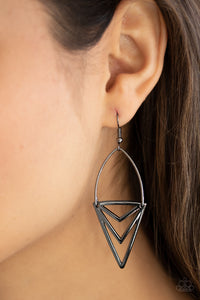 Proceed With Caution - Black Gunmetal Earrings