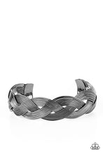 Load image into Gallery viewer, Woven Wonder - Black Gunmetal Cuff Bracelet