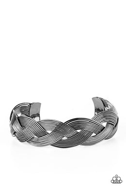 Woven Wonder - Black Gunmetal Cuff Bracelet