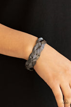 Load image into Gallery viewer, Woven Wonder - Black Gunmetal Cuff Bracelet