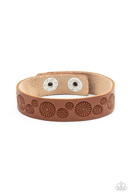 Follow The Wildflowers - Brown Adjustable Snap Closure Bracelet