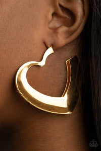 Heart-Racing Radiance - Gold Hoop Earrings