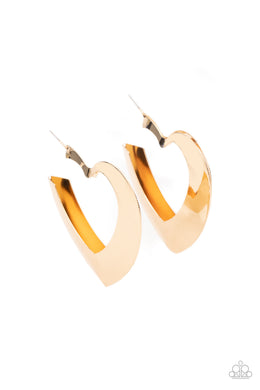 Heart-Racing Radiance - Gold Hoop Earrings