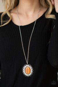 Oh My Medallion - Orange Necklace