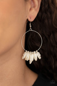 Sailboats and Seashells - White Earrings