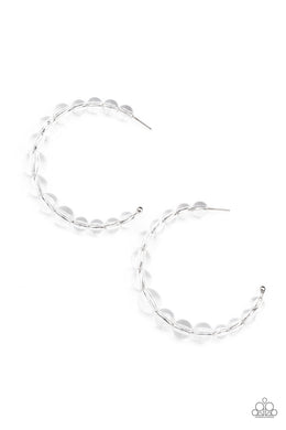 In The Clear - White Hoop Earrings