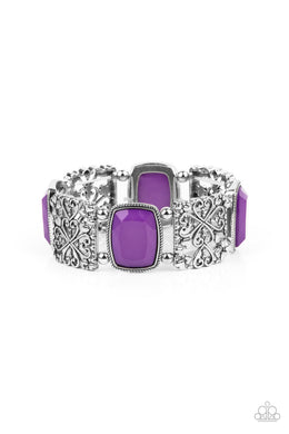 Colorful Coronation - Purple Stretchy Bracelet