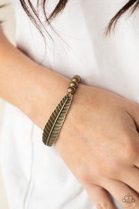 Featherlight Fashion - Brass Stretchy Bracelet