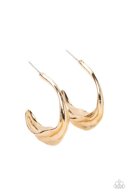 Modern Meltdown - Gold Hoop Earrings