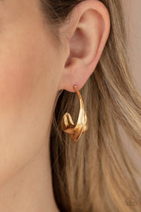 Modern Meltdown - Gold Hoop Earrings