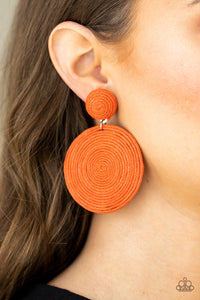 Circulate The Room - Orange Post Earrings