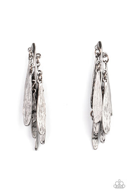 Pursuing The Plumes - Black Gunmetal Post Earrings