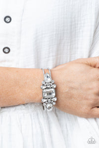 Call Me Old-Fashioned - White Hinged Bracelet