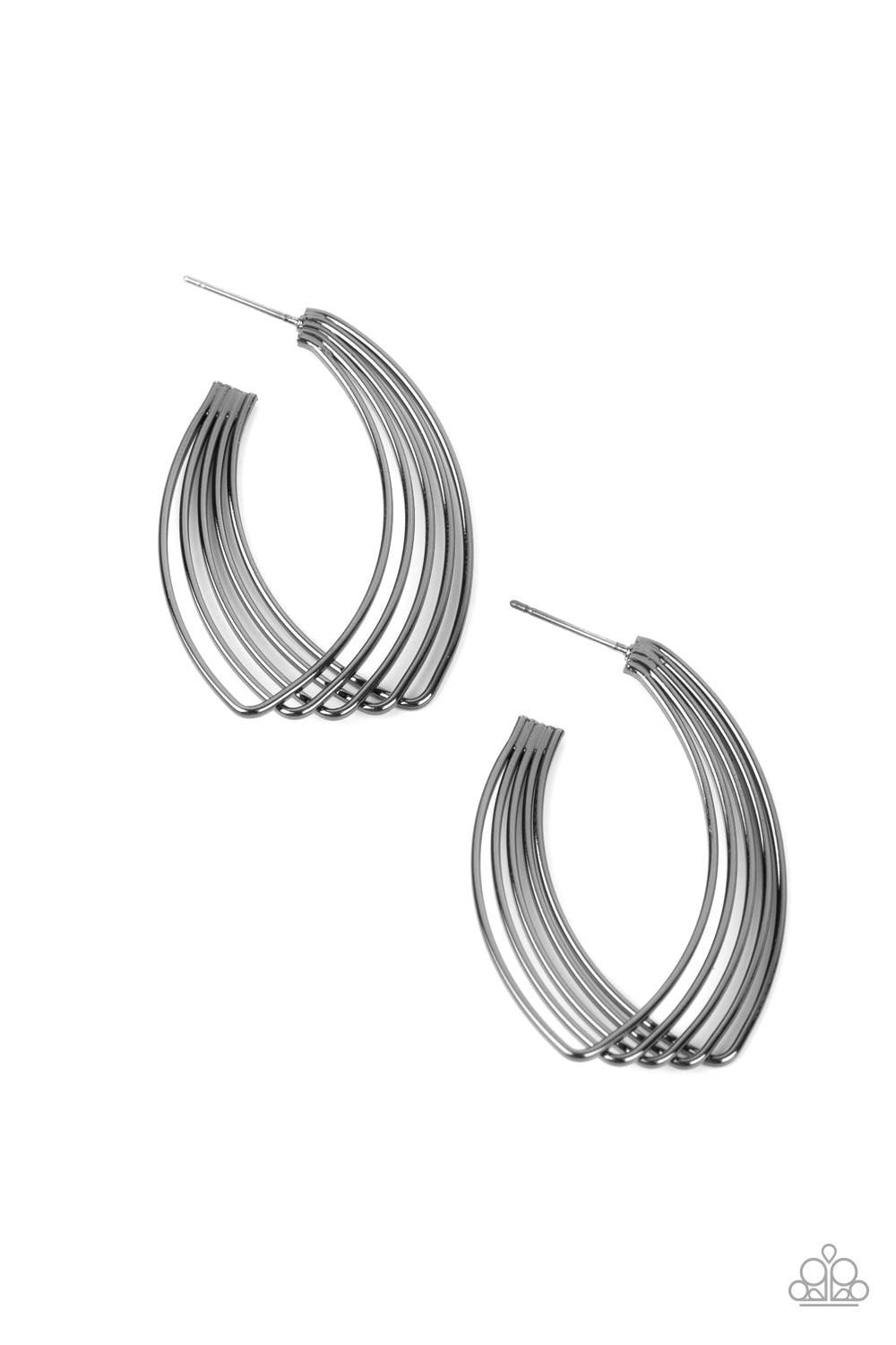 Industrial Illusion - Black Gunmetal Hoop Earrings