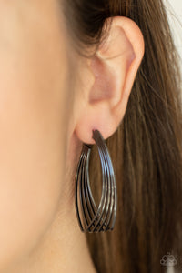 Industrial Illusion - Black Gunmetal Hoop Earrings