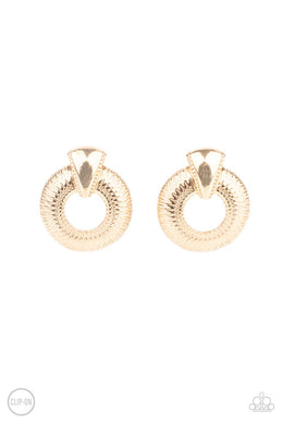 Industrial Innovator - Gold Clip-On Earrings