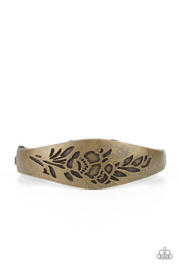 Fond of Florals - Brass Hinged Bracelet