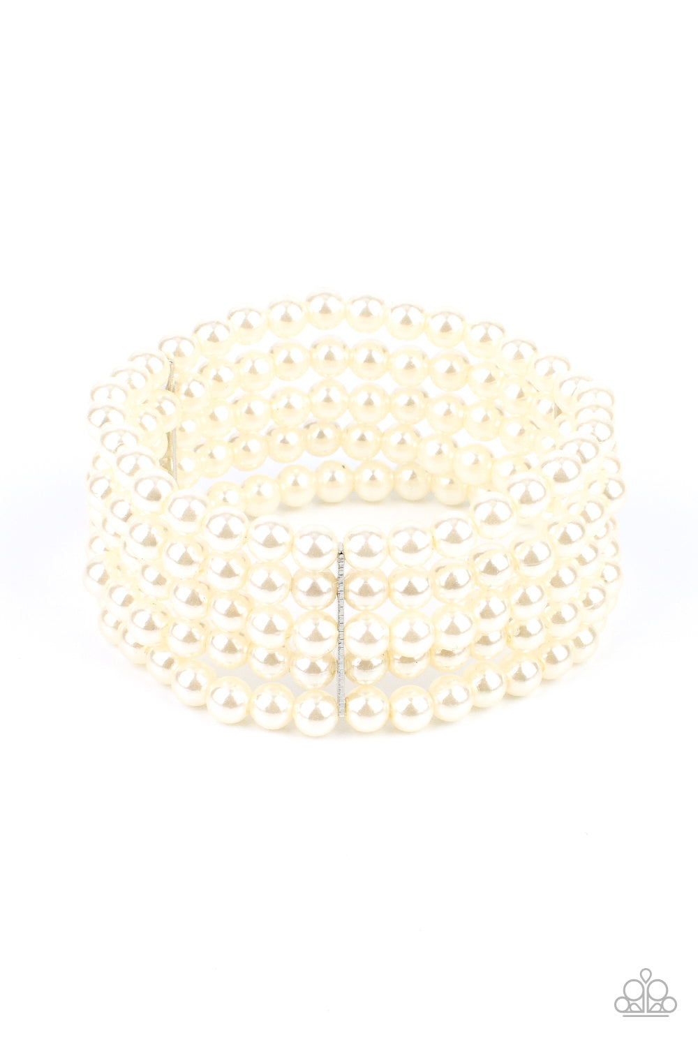 A Pearly Affair - White Stretchy Bracelet