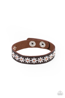 Wildflower Wayfarer - White Adjustable Snap Closure Bracelet