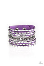 Load image into Gallery viewer, Rhinestone Rumble - Purple Snap Bracelet