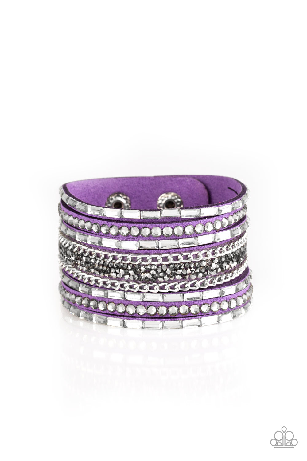 Rhinestone Rumble - Purple Snap Bracelet