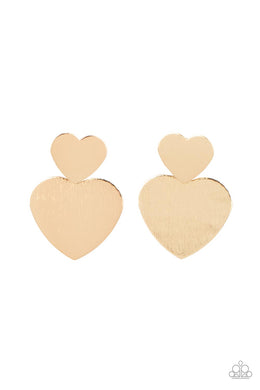 Heart-Racing Refinement - Gold Post Earrings