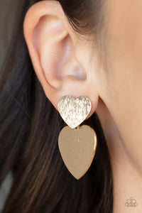 Heart-Racing Refinement - Gold Post Earrings