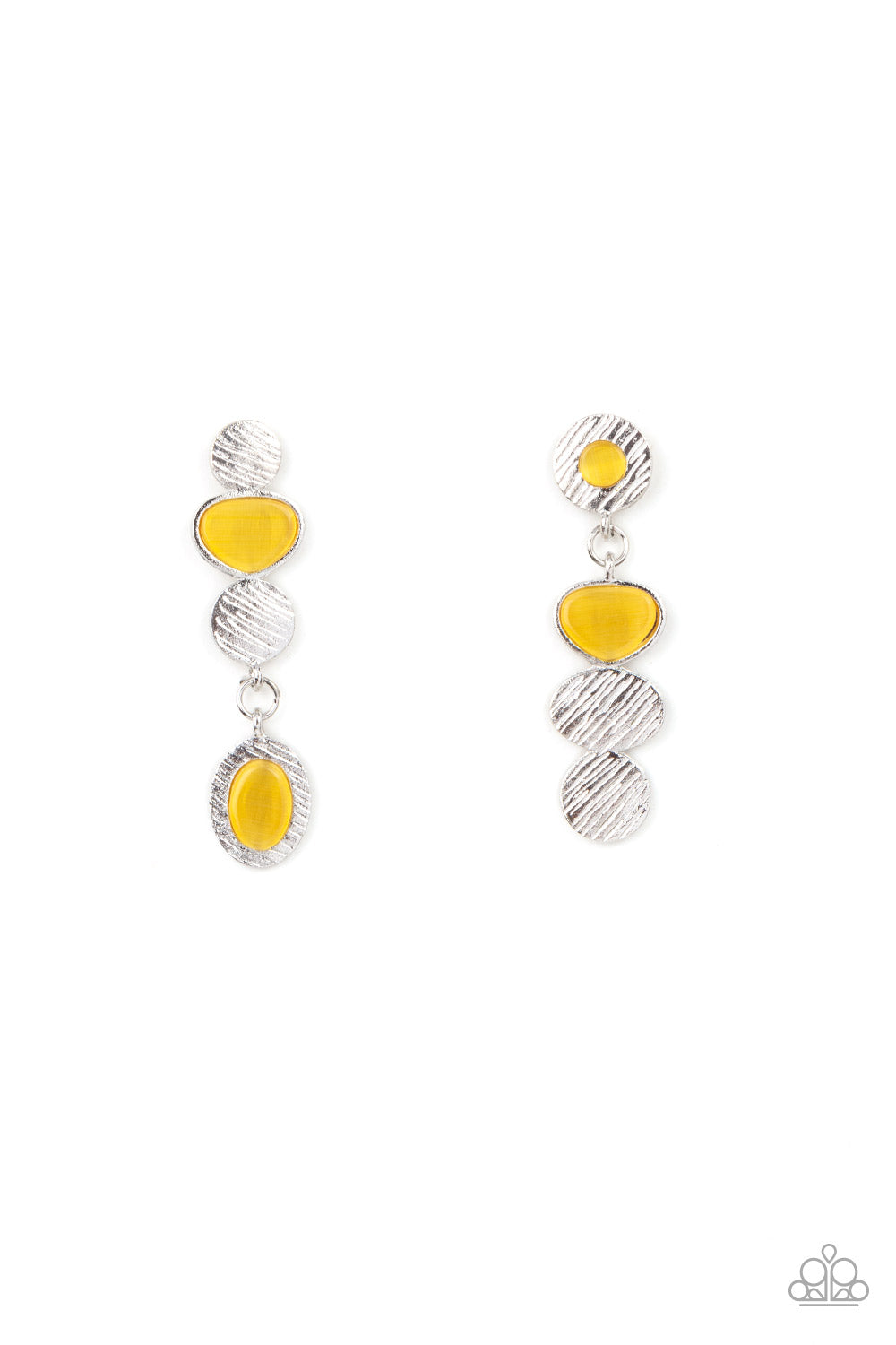 Asymmetrical Appeal - Yellow Post Earrings