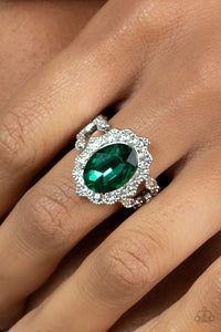 Oval Office Opulence - Green Dainty Ring