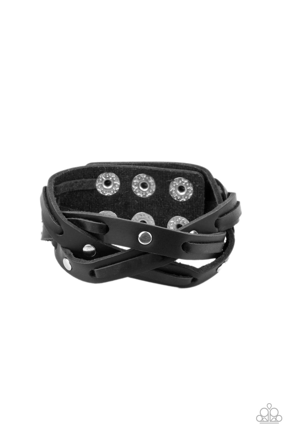 Rugged Roundup - Black Adjustable Snap Closure Bracelet