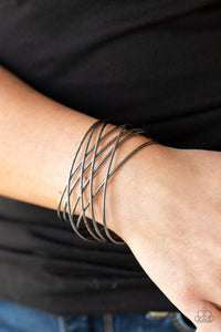 Strike Out Shimmer - Black Gunmetal Cuff Bracelet