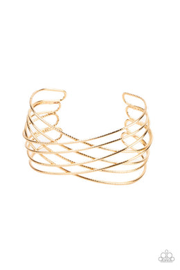 Strike Out Shimmer - Gold Cuff Bracelet