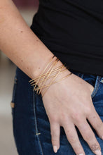 Load image into Gallery viewer, Strike Out Shimmer - Gold Cuff Bracelet