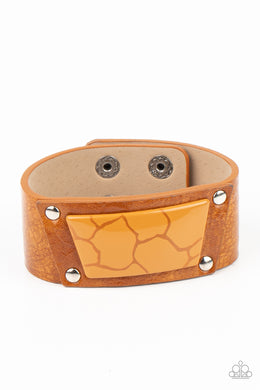 Geo Glamper - Brown Adjustable Snap Closure Bracelet