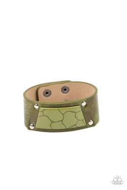 Geo Glamper - Green Adjustable Snap Closure Bracelet