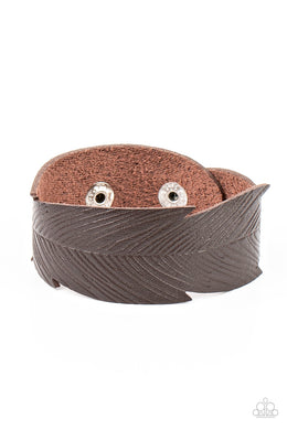 Whimsically Winging It - Brown Adjustable Snap Closure Bracelet