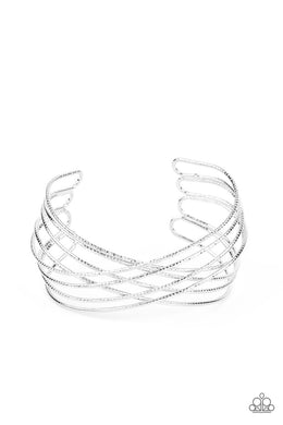 Strike Out Shimmer - Silver Cuff Bracelet