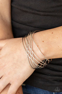 Strike Out Shimmer - Silver Cuff Bracelet