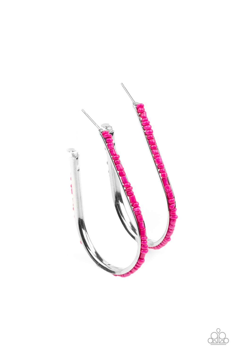 Beaded Bauble - Pink Hoop Earrings