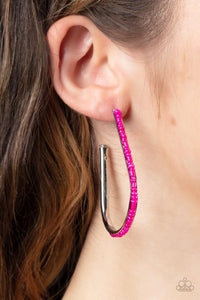 Beaded Bauble - Pink Hoop Earrings