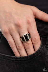 A GLITZY Verdict - Black Dainty Ring