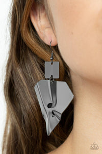 Deceivingly Deco - Black Gunmetal Earrings