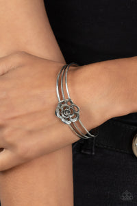 Rosy Repose - Silver Cuff Bracelet