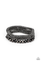 Load image into Gallery viewer, Gutsy and Glitzy - Black Gunmetal Stretchy Bracelets